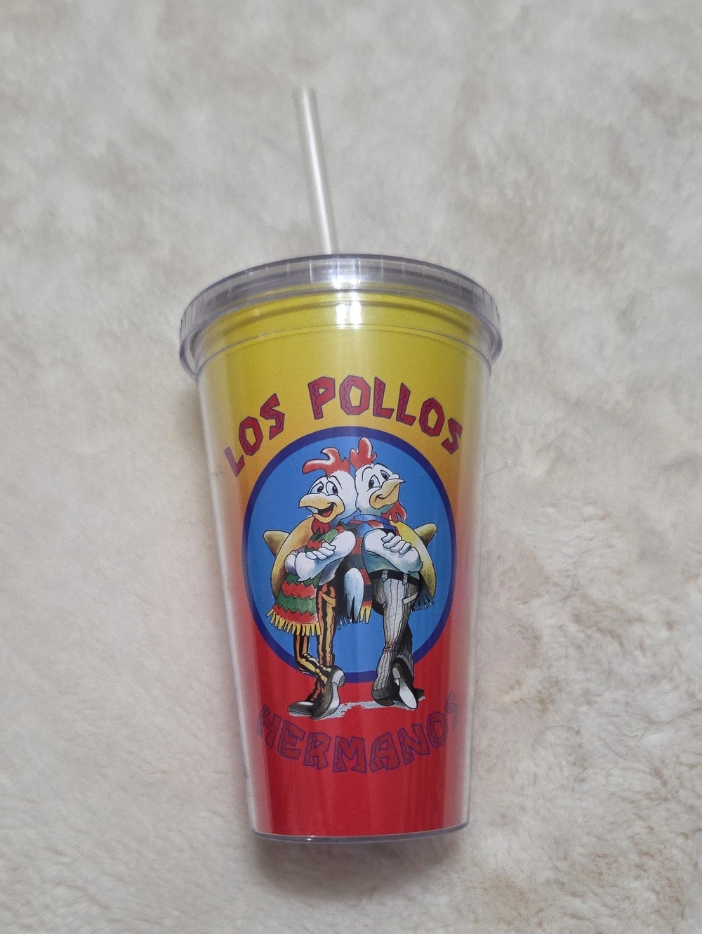 Los Pollos Hermanos Plastic Tumbler wth Straw 11 Ounces
